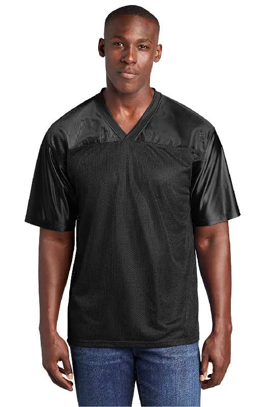 Minimal Comfort Sport-Tek Mens Short Sleeve V-Neck T-Shirt - Black