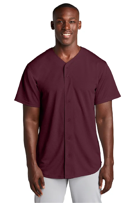 Exclusive Customization Sport-Tek Mens Tough Mesh Moisture Wicking Short Sleeve Jersey - Maroon