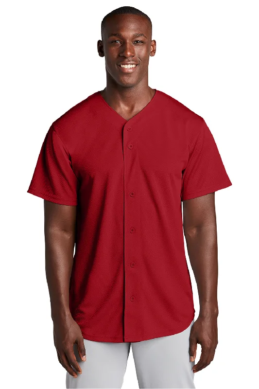 Sport-Tek Mens Tough Mesh Moisture Wicking Short Sleeve Jersey - True Red