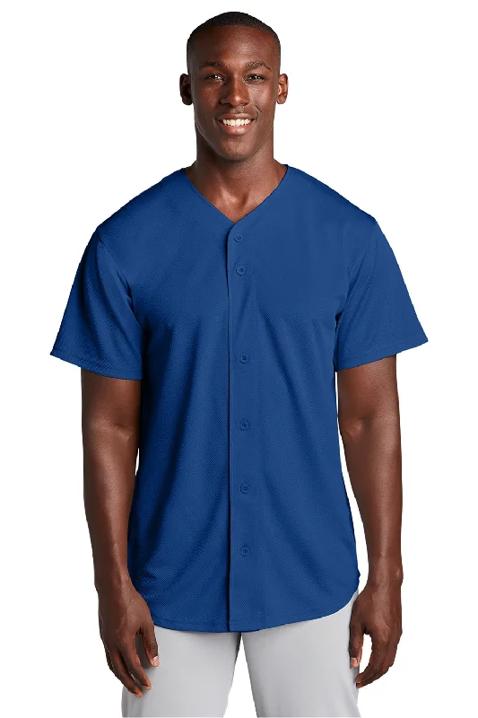 Soft And Comfortable Sport-Tek Mens Tough Mesh Moisture Wicking Short Sleeve Jersey - True Royal Blue