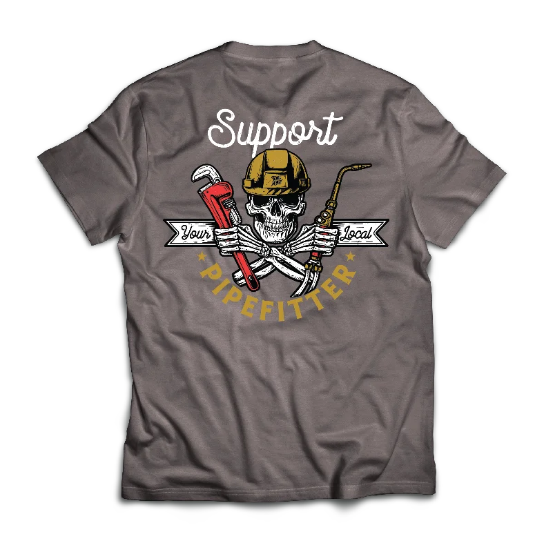 Slim Fit Support Your Local Pipefitter, Grey