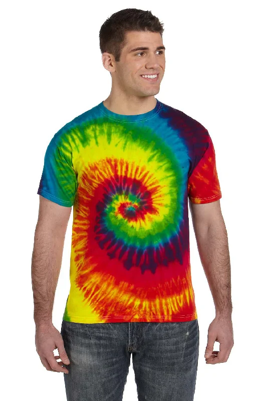 Trendy Traveler Tie-Dye Mens Short Sleeve Crewneck T-Shirt - Reactive Rainbow
