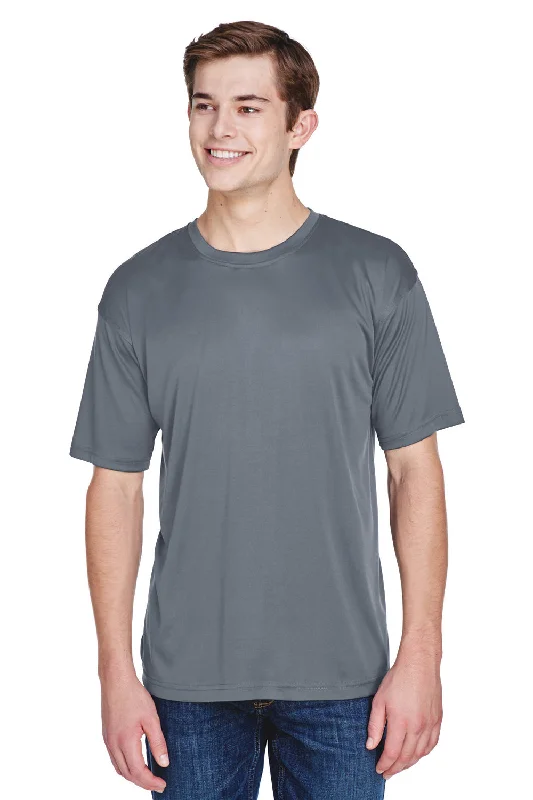 Body Design UltraClub Mens Cool & Dry Performance Moisture Wicking Short Sleeve Crewneck T-Shirt - Charcoal Grey
