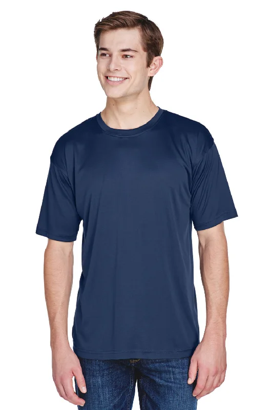 End Of The Year UltraClub Mens Cool & Dry Performance Moisture Wicking Short Sleeve Crewneck T-Shirt - Navy Blue