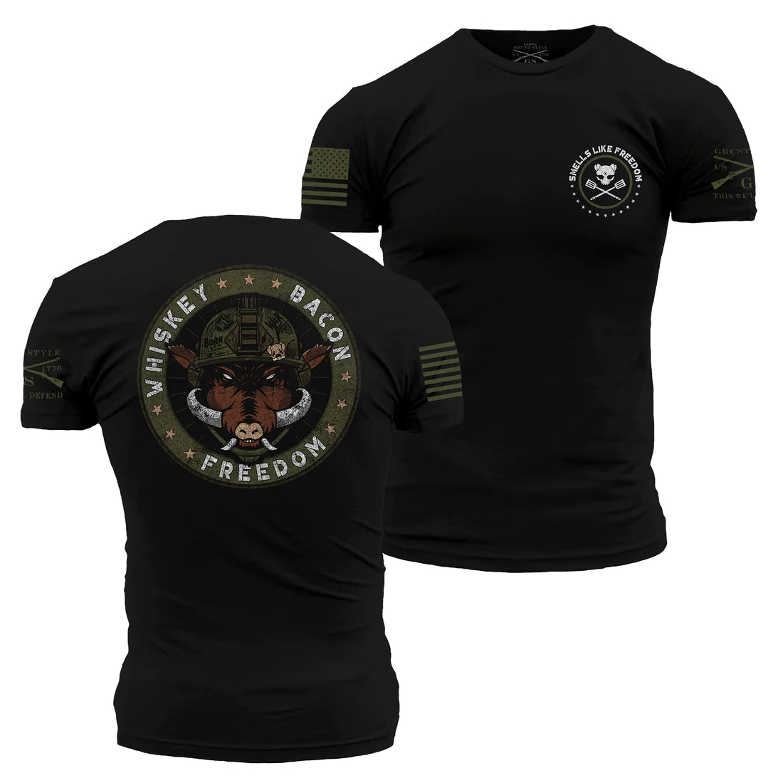 Elegant Tailoring Whiskey. Bacon. Freedom. Tee - Black