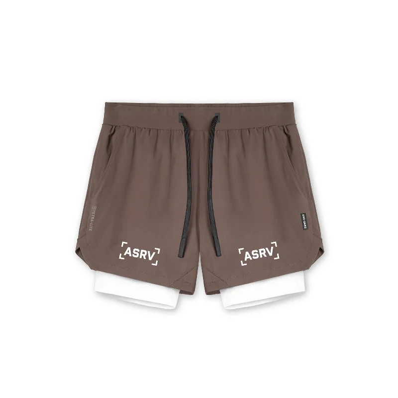 Unique Design 0865. Tetra-Lite® 5" Liner Short - Deep Taupe "Bracket"/White