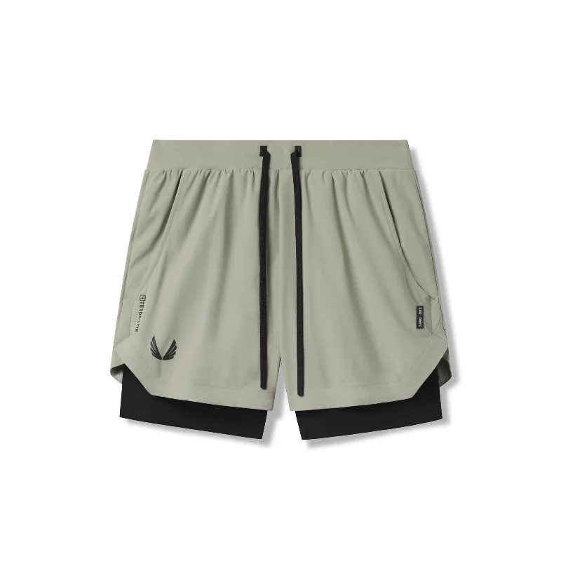 Simple Style 0865. Tetra-Lite® 5" Liner Short - Sage "Wings"/Black