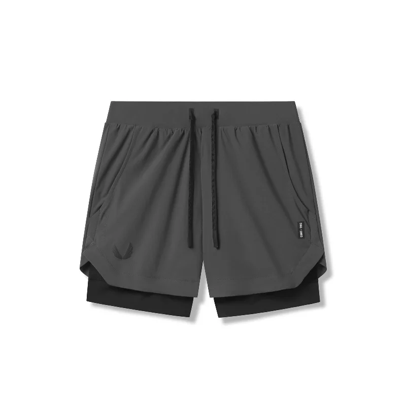 Designer Style 0865. Tetra-Lite® 5" Liner Short - Space Grey "Wings"/Black