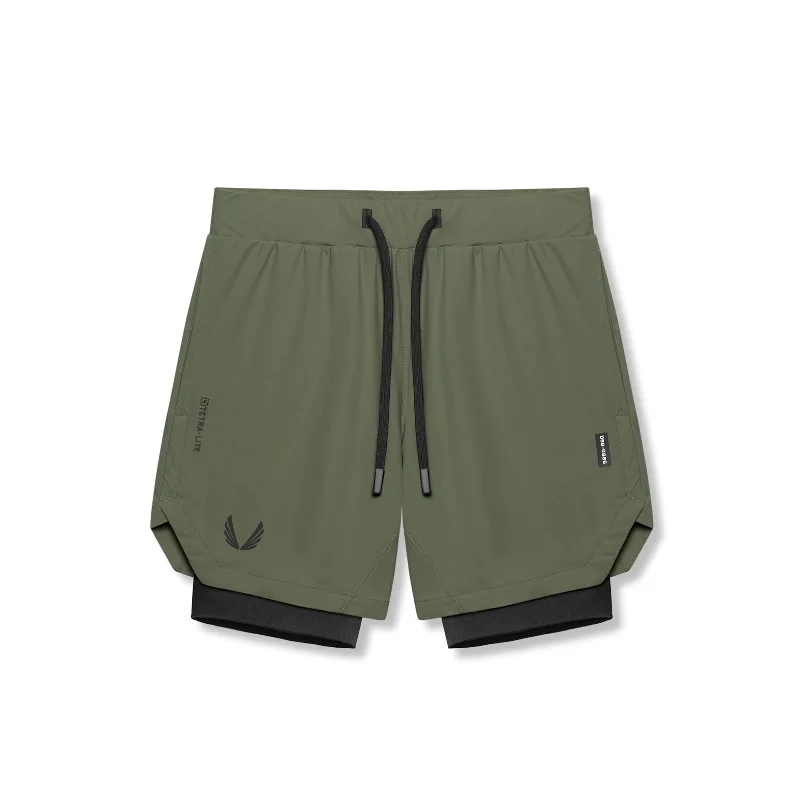 Carefree 0866. Tetra-Lite® 7" Liner Short - Olive "Wings"/ Black