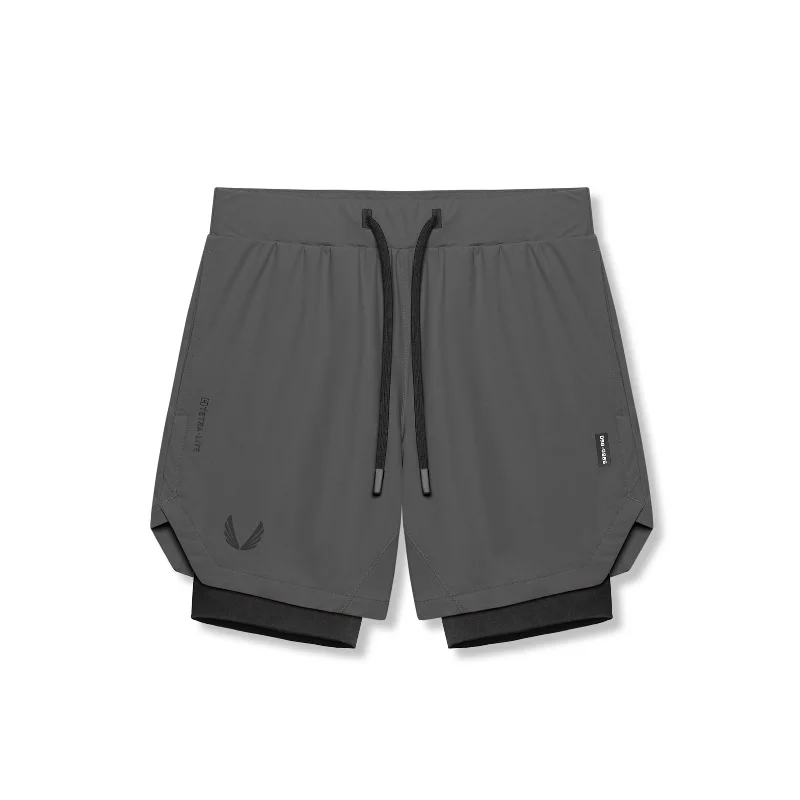 Casual Style 0866. Tetra-Lite® 7" Liner Short - Space Grey "Wings"/Black