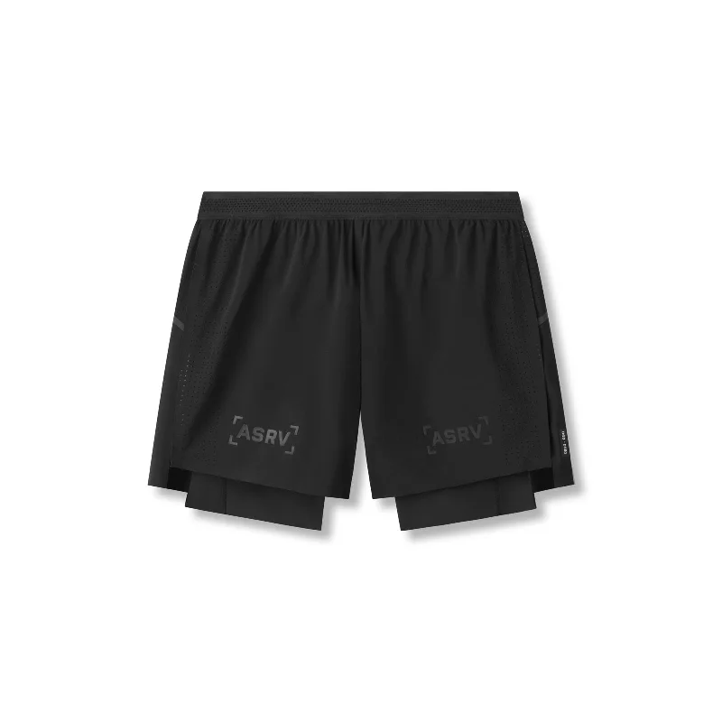 Casual And Versatile 0951. Aerotex™ 4" High Split Liner Short -  Black/Black