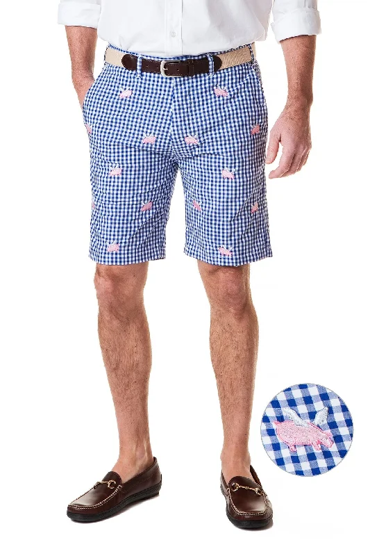 Chic Outfits Cisco Short Wide Gingham Royal with Flying Pig