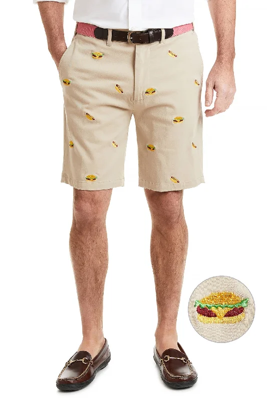 Basic Comfort Cisco Short Stretch Twill Khaki with Hamburger & Hotdog