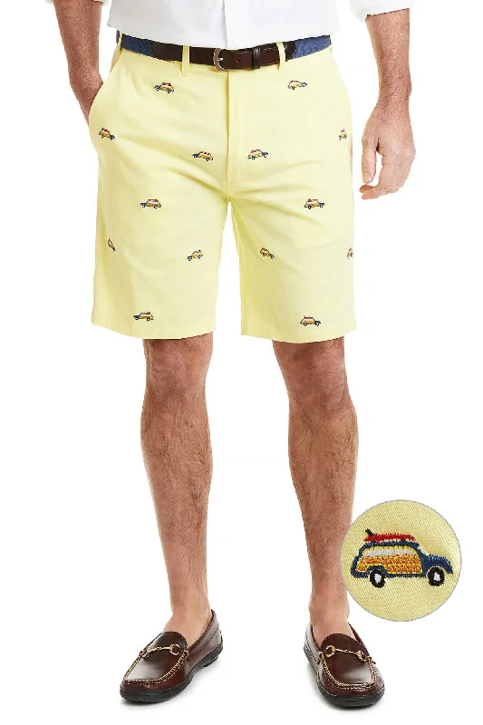 Cozy Knits Cisco Short Stretch Twill Neon Yellow with Woody with Surfboard
