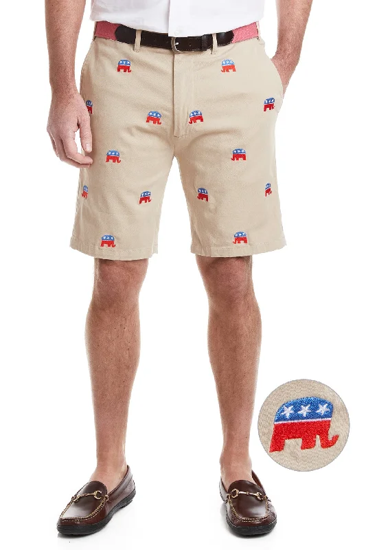 Cozy Outfit Cisco Shorts Stretch Twill Khaki with GOP Elephant