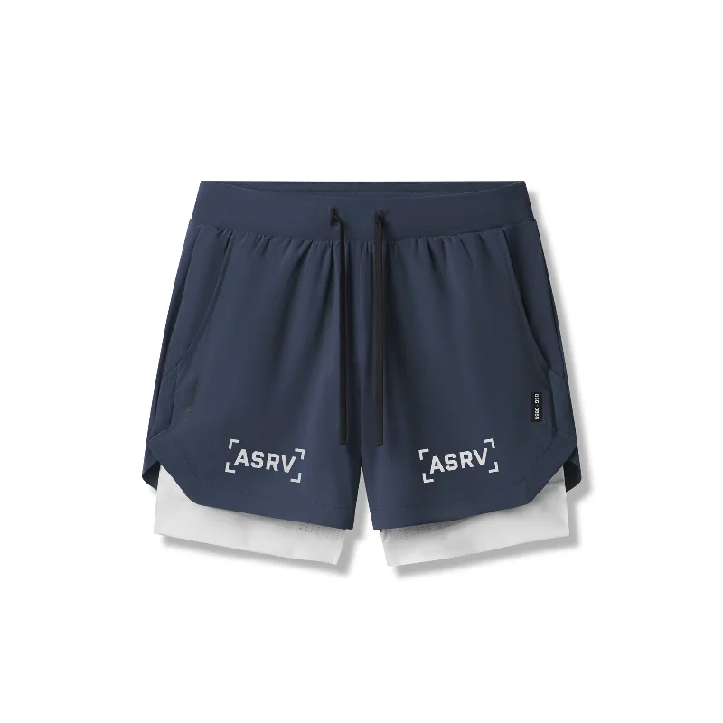 High-end Fabrics 0865. Tetra-Lite® 5" Liner Short - Navy "Bracket"/White