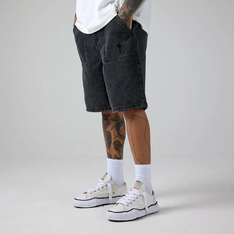 Elegant And Noble Denim Pocket Short | Washed Black