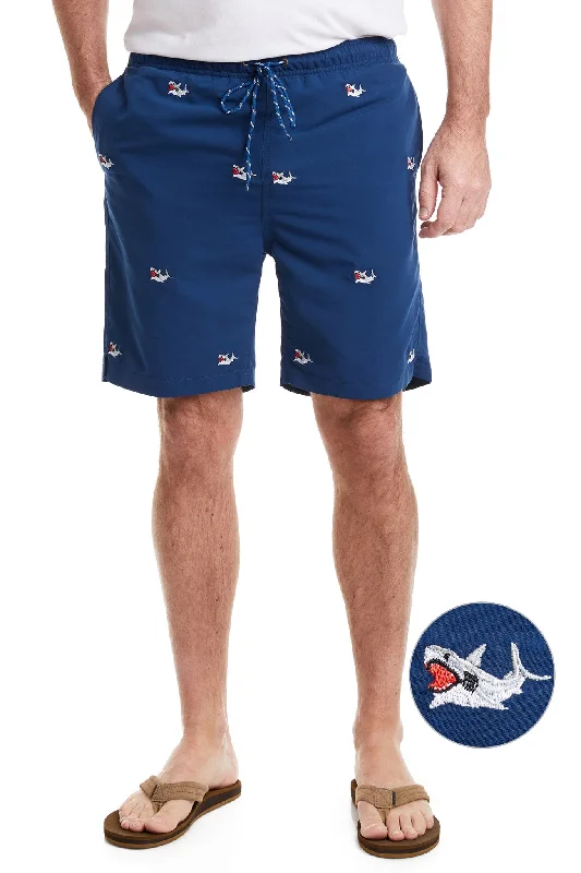Cozy Shirts Sandbar Swim Suit Nantucket Navy with Great White Shark