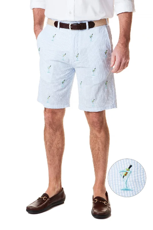 Versatile Wear Cisco Embroidered Short Blue Seersucker with Martini