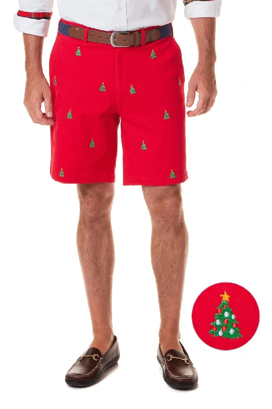 Versatile Itinerary Cisco Short Stretch Twill Bright Red with Christmas Tree