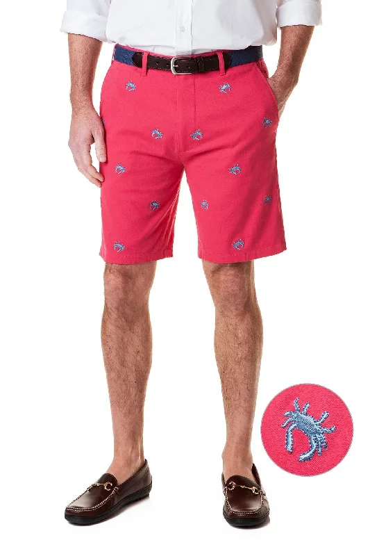 Cozy Chic Cisco Short Stretch Twill Hurricane Red with Blue Crab