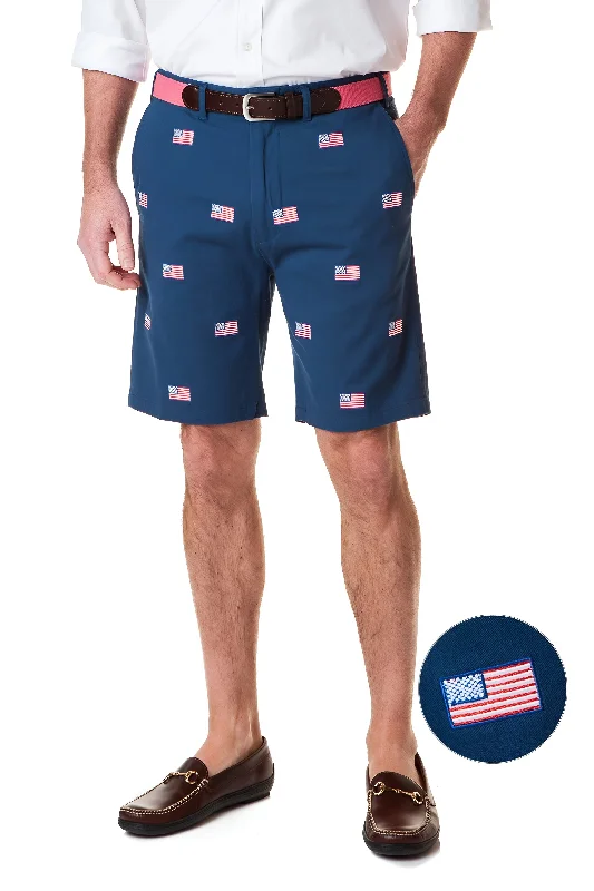 Lounge Wear Cisco Short Stretch Twill Nantucket Navy With American Flag