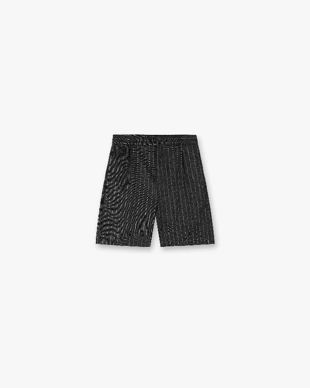Warm Chic Tailored Short - Black Pinstripe
