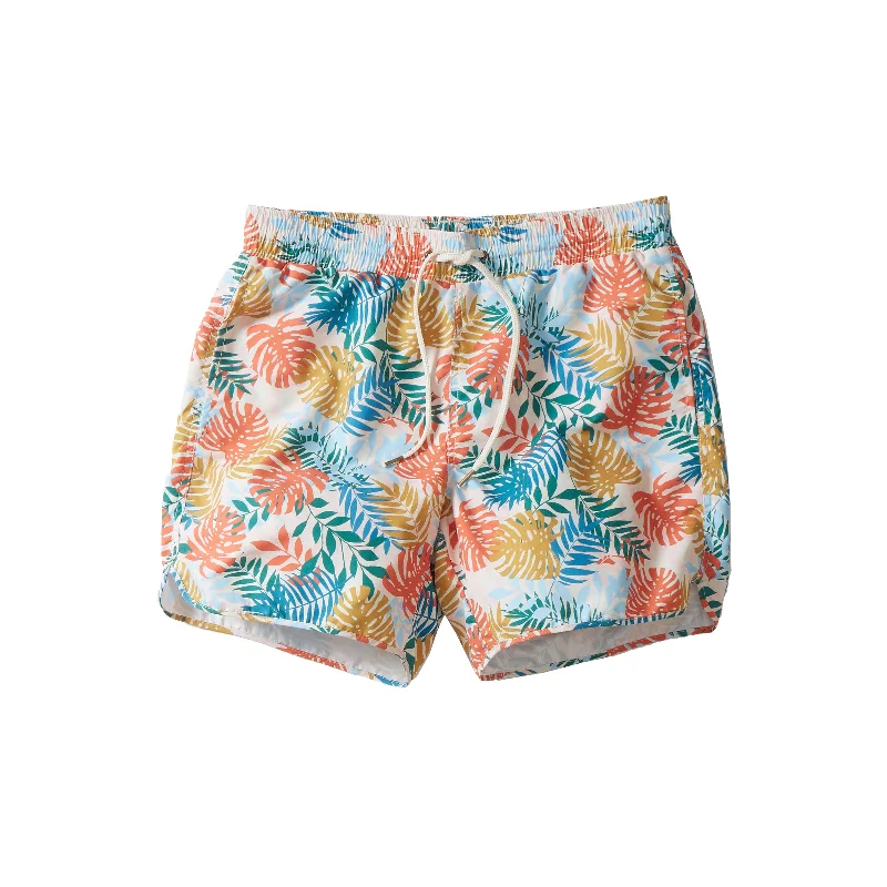 Cool Style Tropical Leaf Eco Swim Trunk 6" - Multi Color